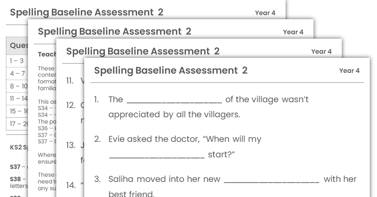 Year 4 Spelling Baseline Assessment