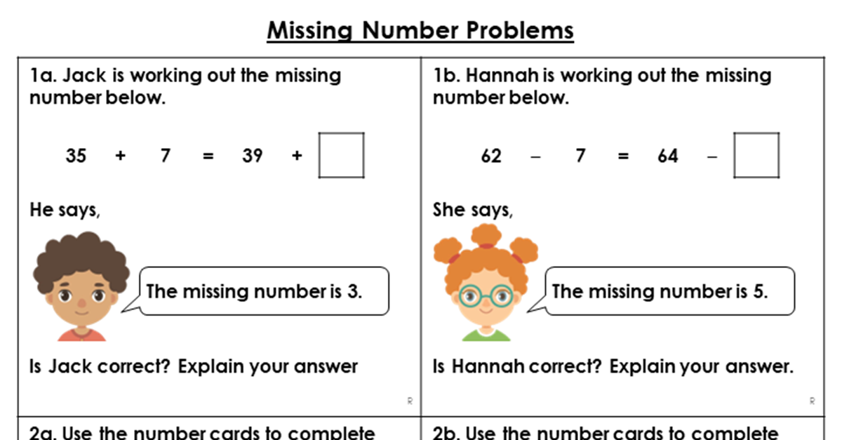 Missing Number Problems - Reasoning and Problem Solving