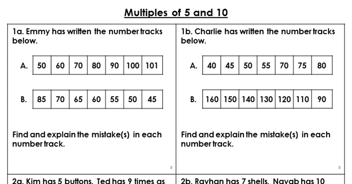 Multiples of 5 and 10 - Reasoning and Problem Solving