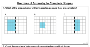 Use Lines of Symmetry to Complete Shapes - Extension