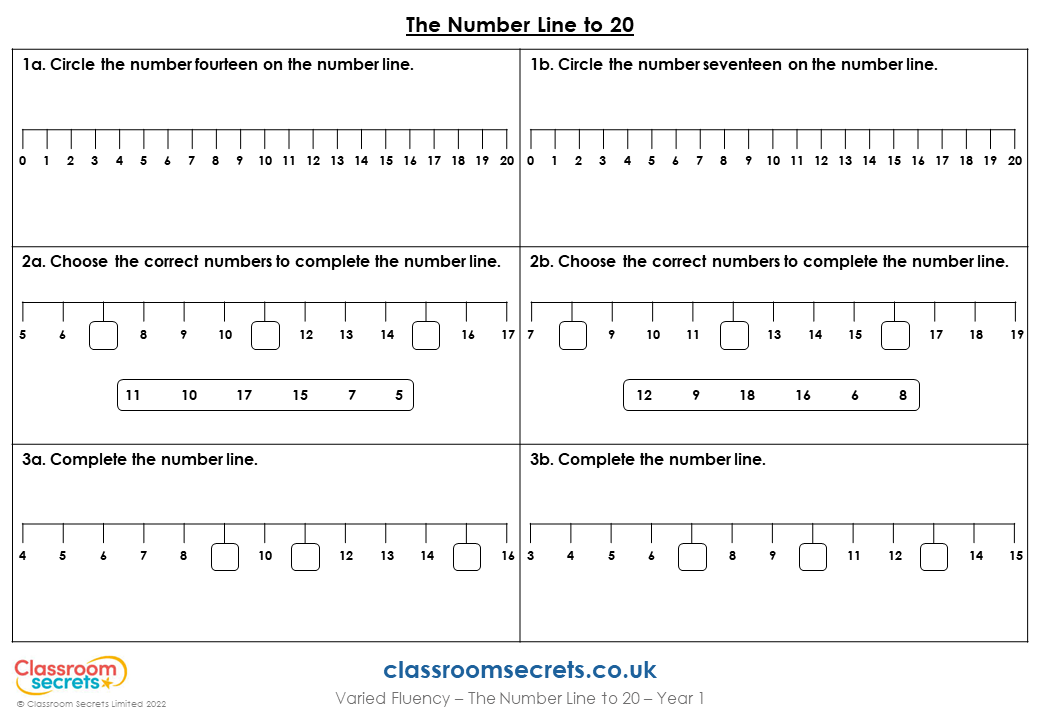 The Number Line to 20 - Varied Fluency