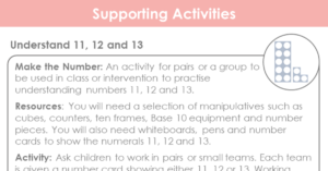 Understand 11, 12 and 13 Supporting Activity