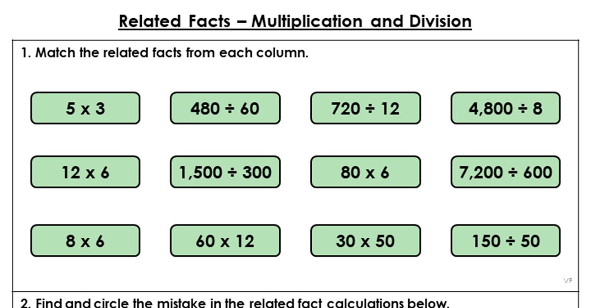 Related Facts - Multiplication and Division - Extension
