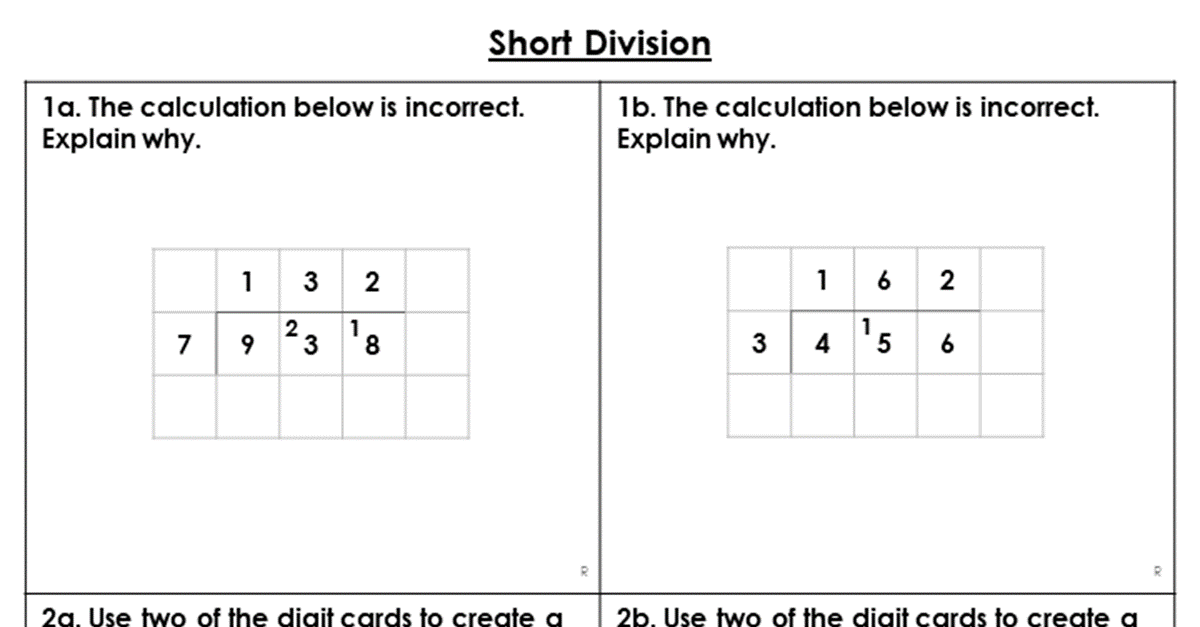 short division problem solving year 4