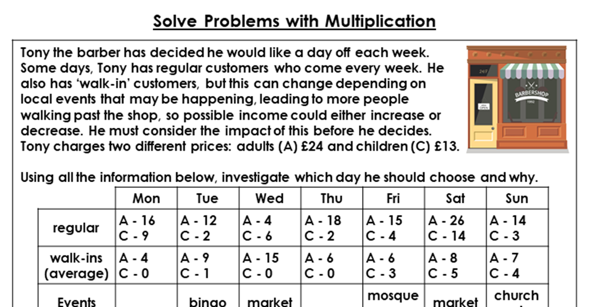Solve Problems with Multiplication - Discussion Problems