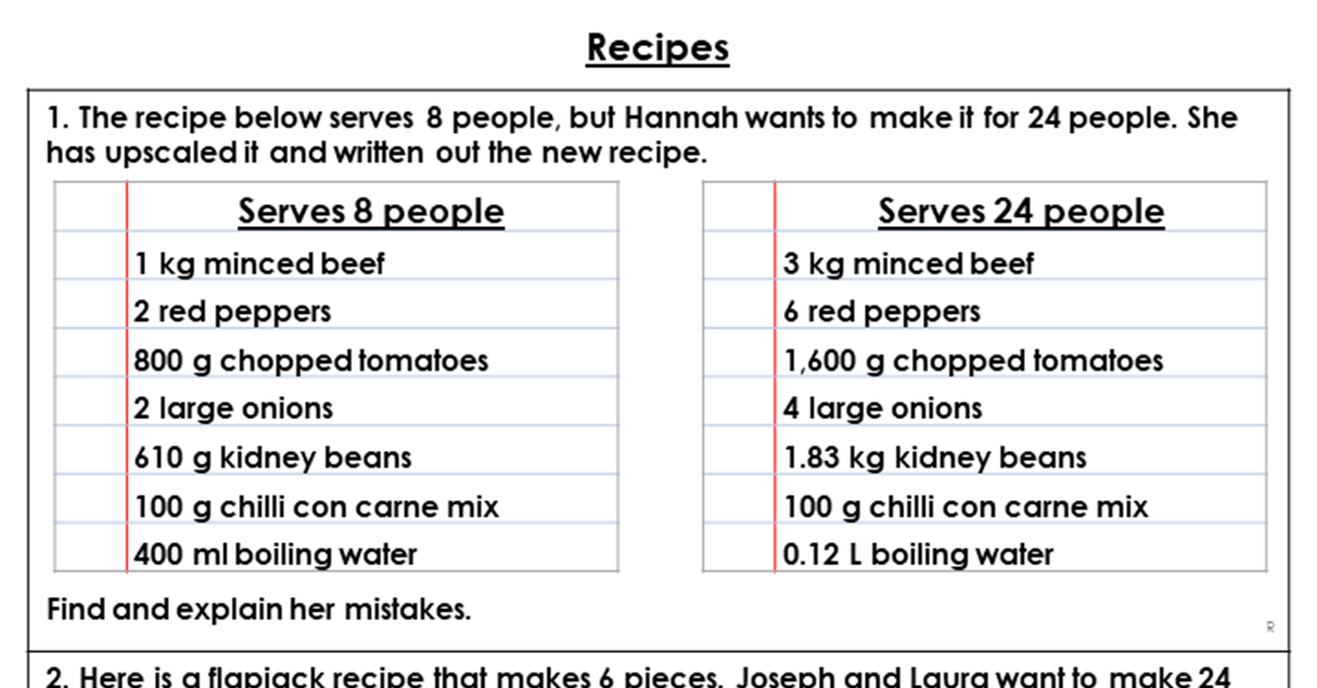 Recipes - Reasoning and Problem Solving