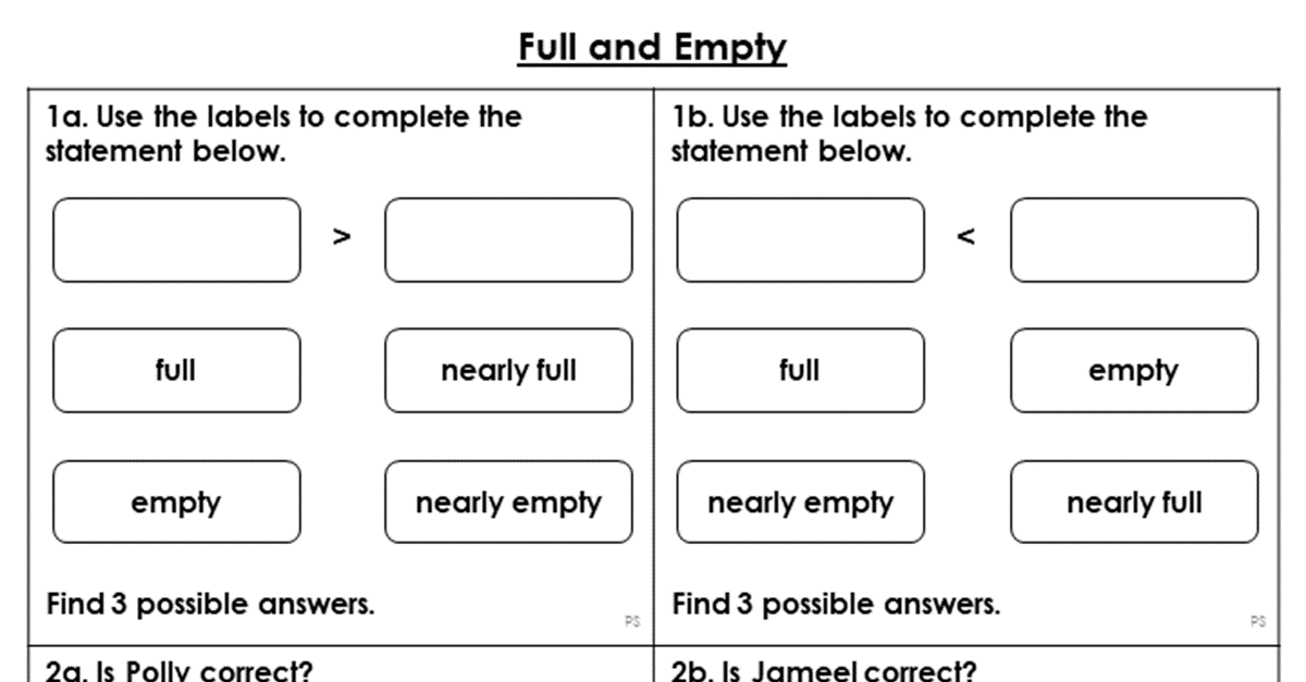 Full and Empty - Reasoning and Problem Solving