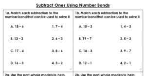Subtract Ones Using Number Bonds - Varied Fluency
