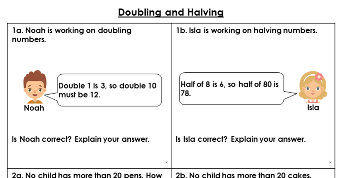 Doubling and Halving - Reasoning and Problem Solving