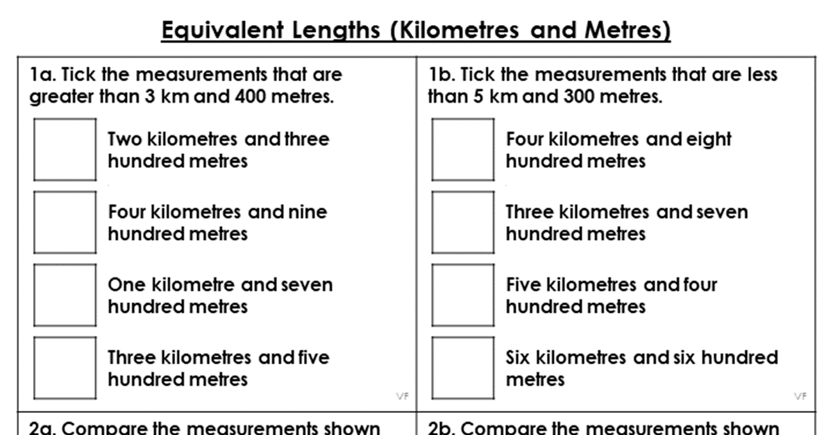 Equivalent Length (Kilometres and Metres) - Varied Fluency
