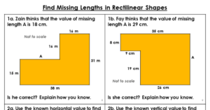 Find Missing Lengths in Rectilinear Shapes - Reasoning and Problem Solving