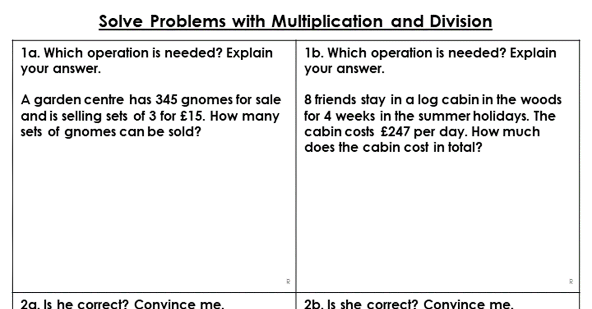 Solve Problems with Multiplication and Division - Reasoning and Problem Solving
