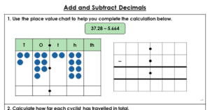 Add and Subtract Decimals – Extension