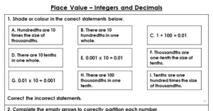 Place Value - Integers and Decimals - Extension