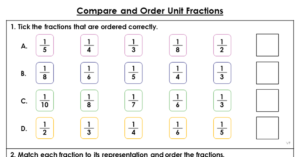 Compare and Order Unit Fractions - Extension