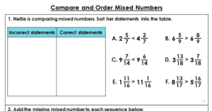 Compare and Order Mixed Numbers - Extension