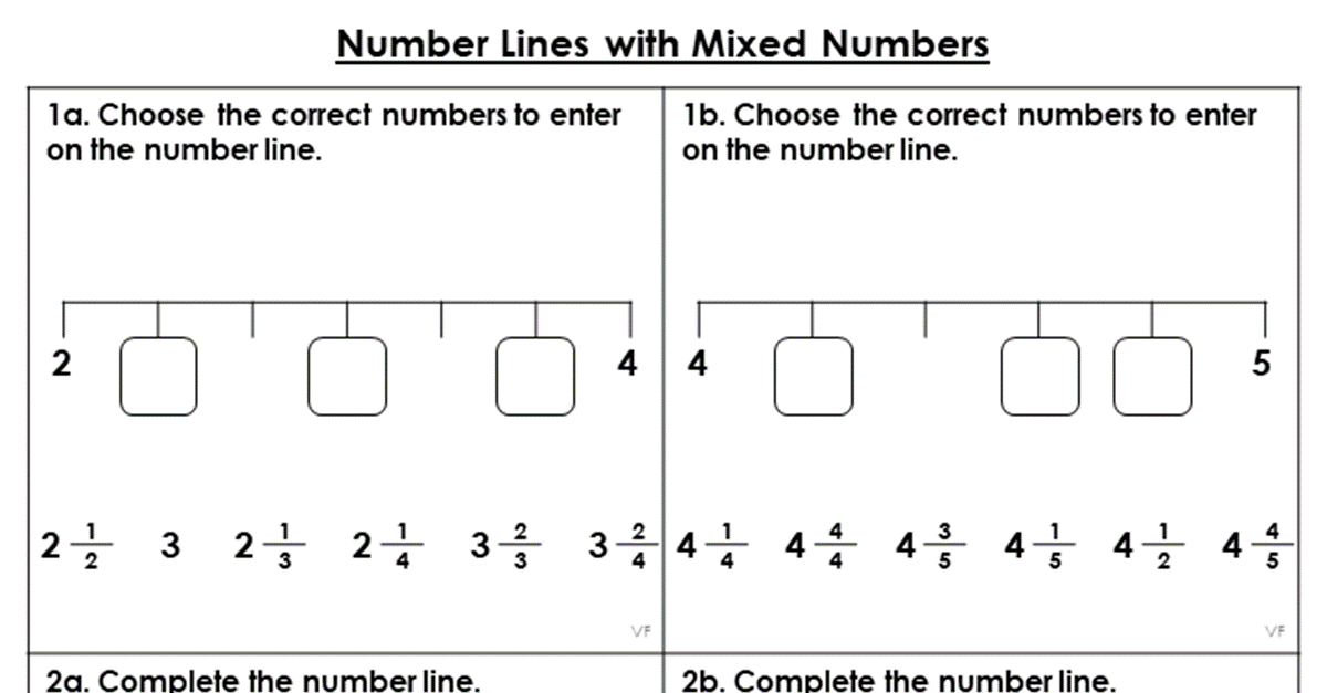 Mixed Numbers On Number Lines Worksheets Pdf