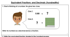 Equivalent Fractions and Decimals (Hundredths) - Extension