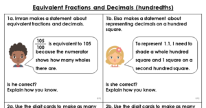 Equivalent Fractions and Decimals (hundredths) - Reasoning and Problem Solving