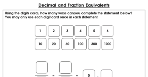 Decimal and Fraction Equivalents - Discussion Problems