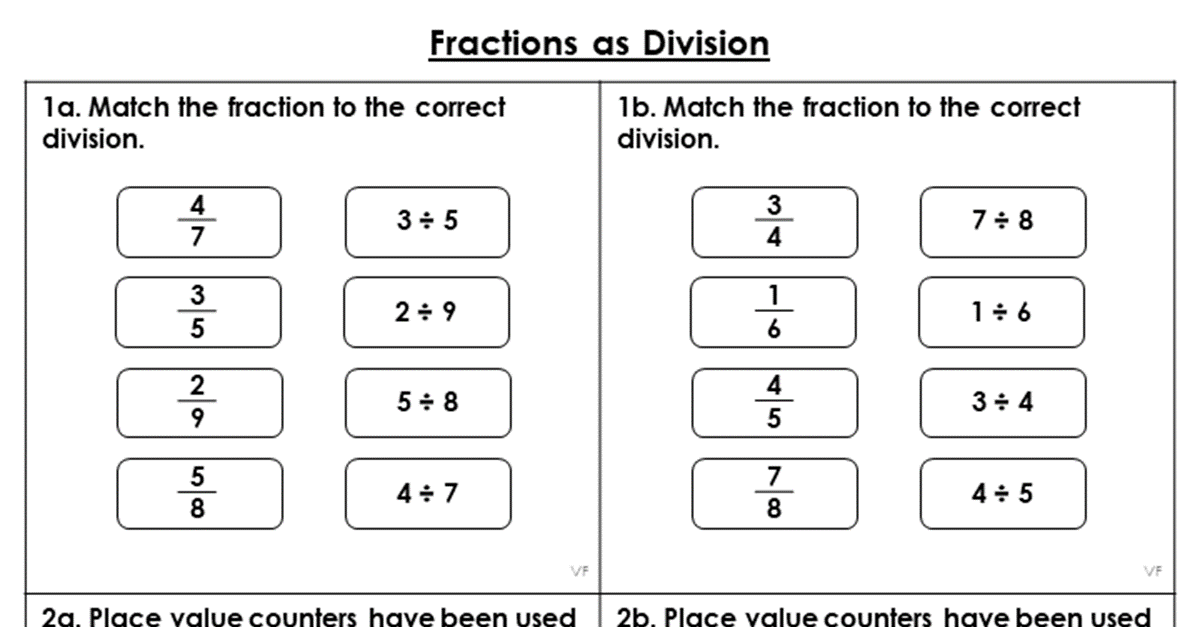 Fractions as Division - Varied Fluency