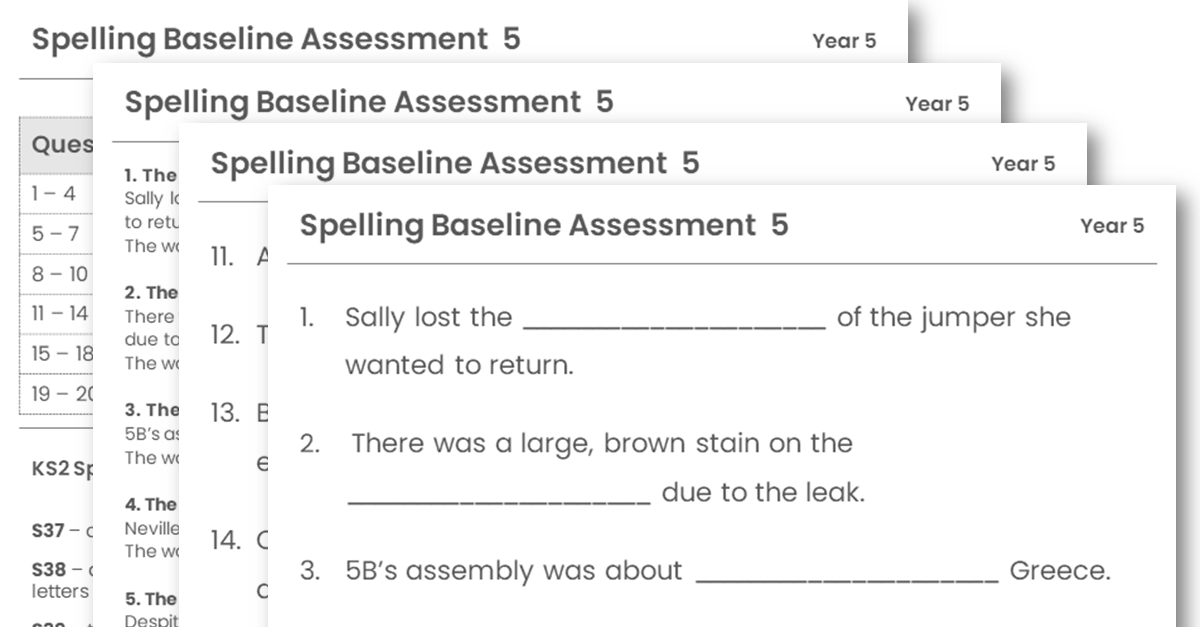 Year 5 Spelling Baseline Assessment
