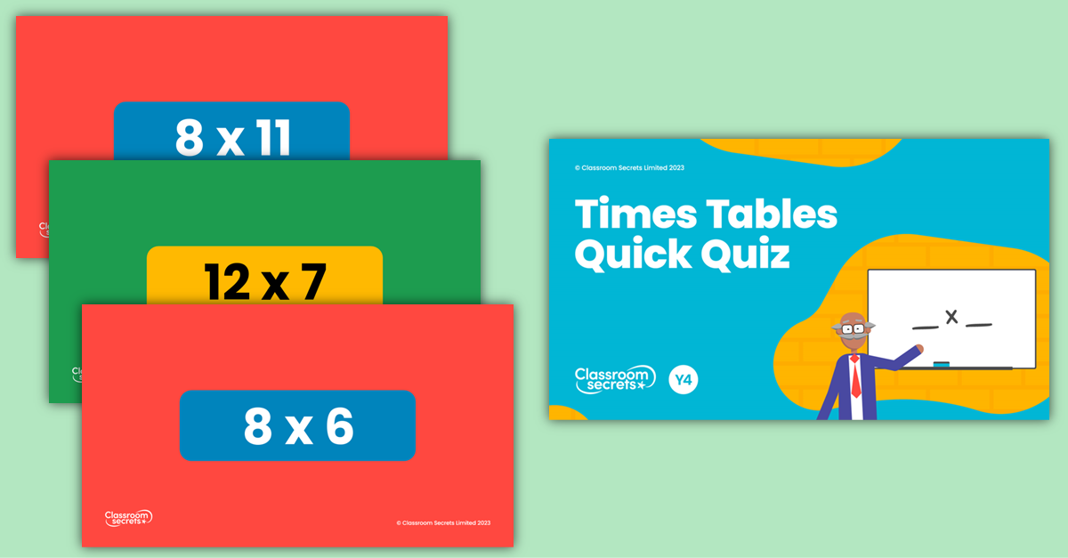 Year 4 Times Table Quiz - Pack 6