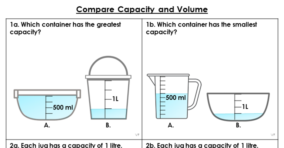 Compare Capacity and Volume - Varied Fluency