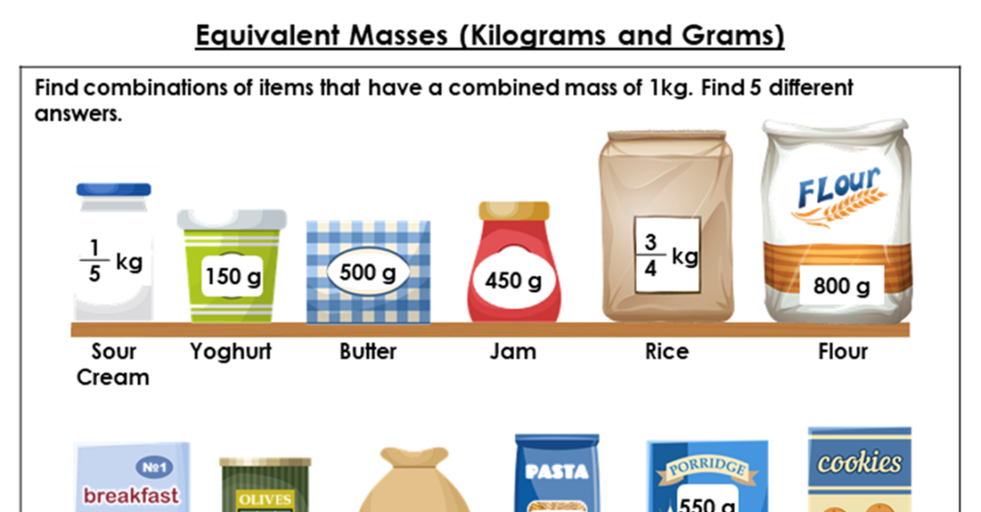 02.1 Equivalent Masses (kilograms and grams)  Classroom Secrets