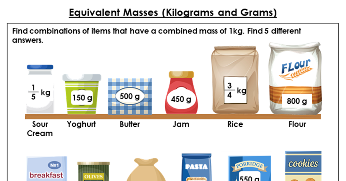 Equivalent Masses (Kilograms and Grams)