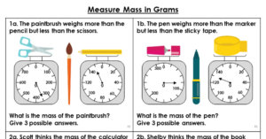 Measure Mass in Grams - Reasoning and Problem Solving