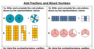 Add Fractions and Mixed Numbers - Varied Fluency