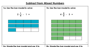 Subtract from Mixed Numbers - Varied Fluency
