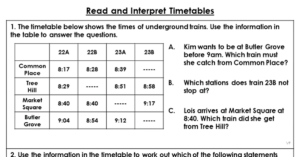 Read and Interpret Timetables - Extension
