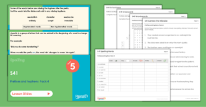 Year 5 Spelling Resources S41 Prefixes and hyphens Pack 4