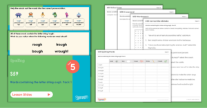 Year 5 Spelling Resources S59 Words containing the letter string ough Pack 1