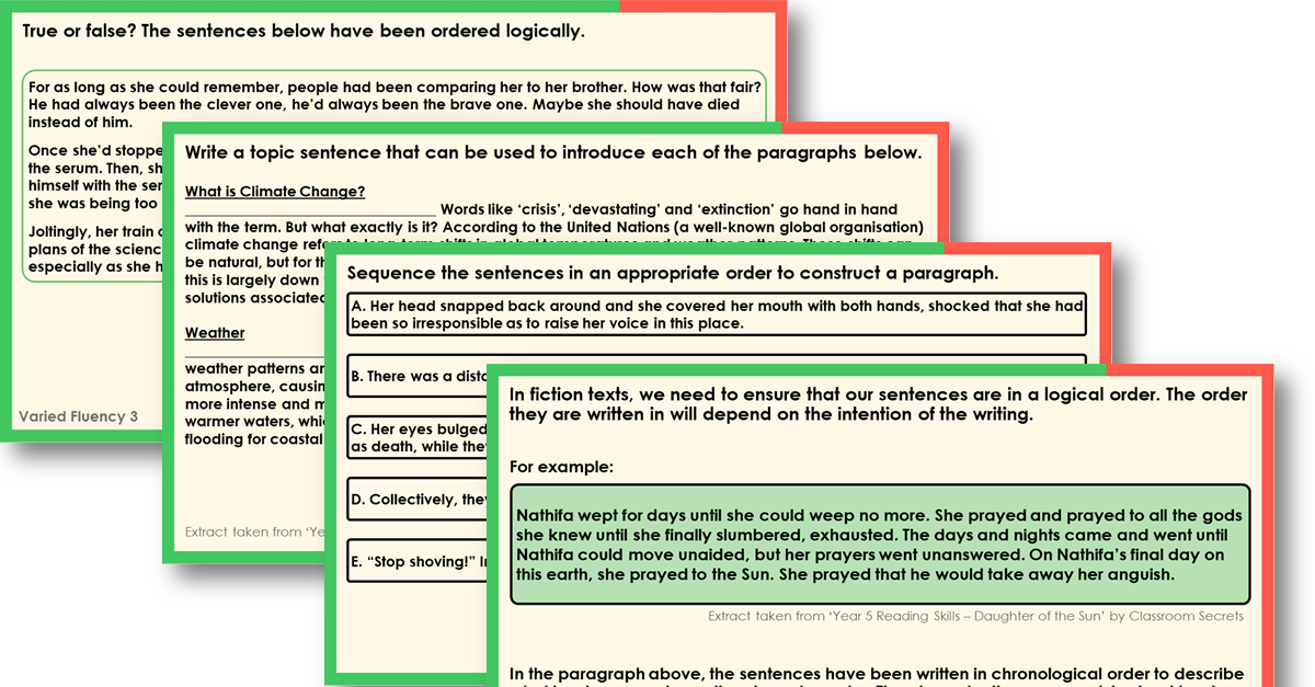 Year 6 Organising Sentences within Paragraphs Teaching PowerPoint