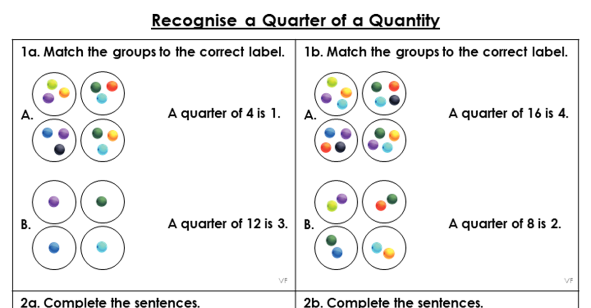 Recognise a Quarter of a Quantity - Varied Fluency