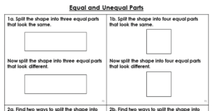 Equal and Unequal Parts - Reasoning and Problem Solving
