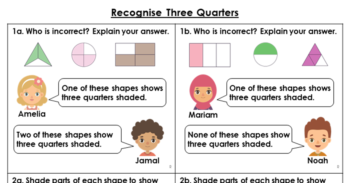 Recognise Three Quarters - Reasoning and Problem Solving