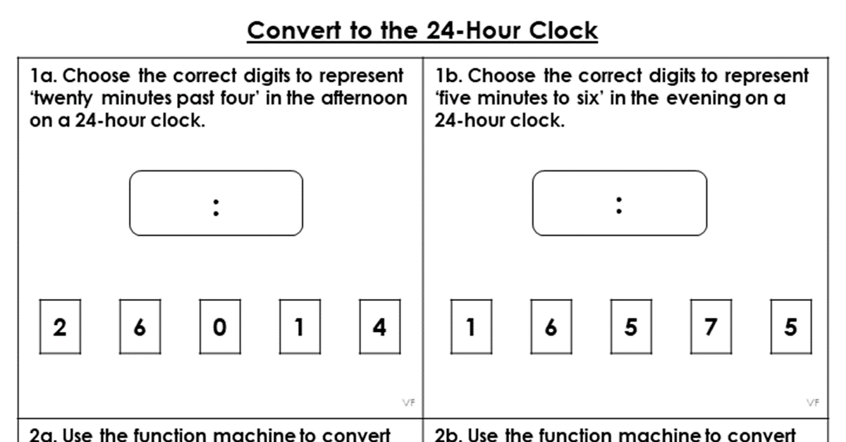 Convert to the 24-Hour Clock - Varied Fluency