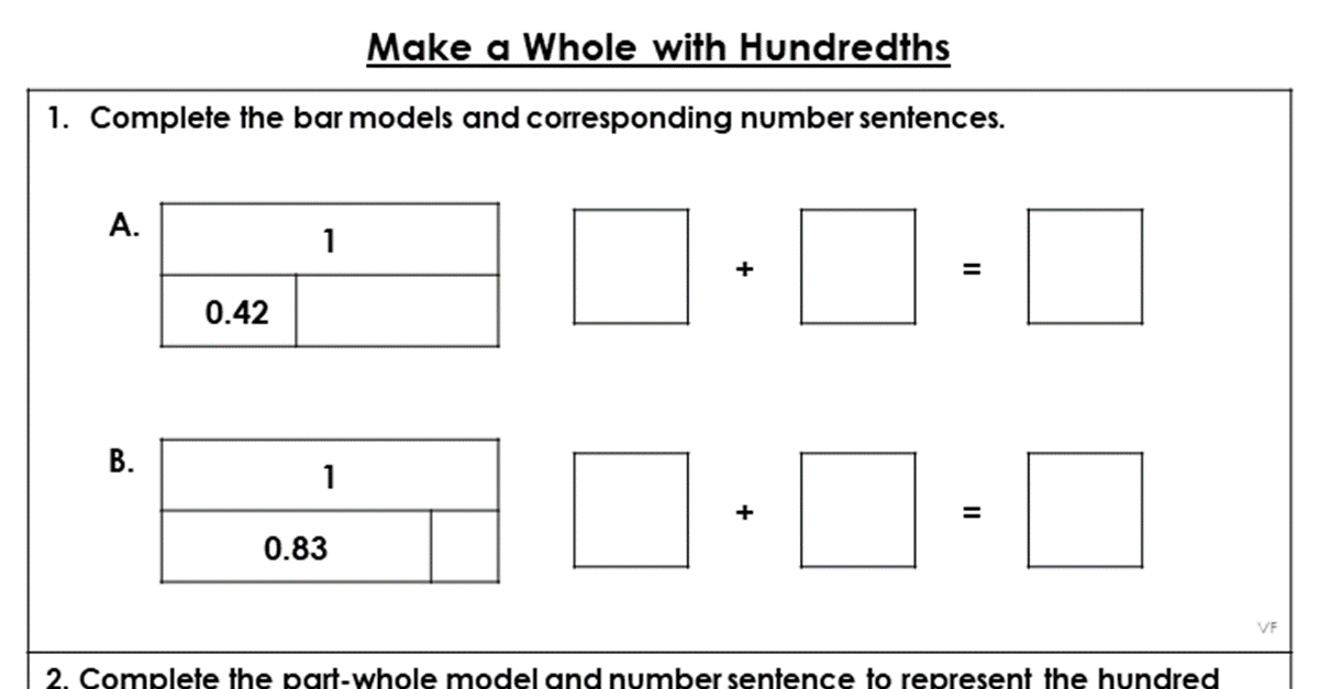 Make a Whole with Hundredths - Extension