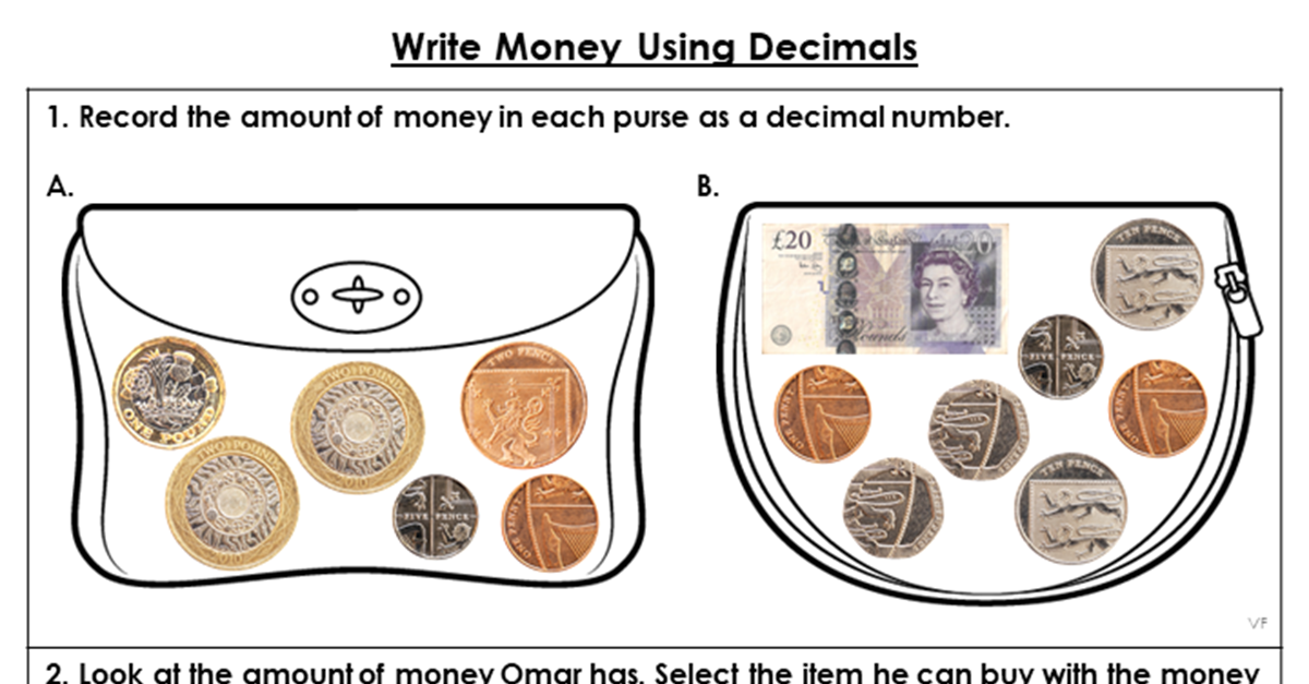 Write Money Using Decimals - Extension