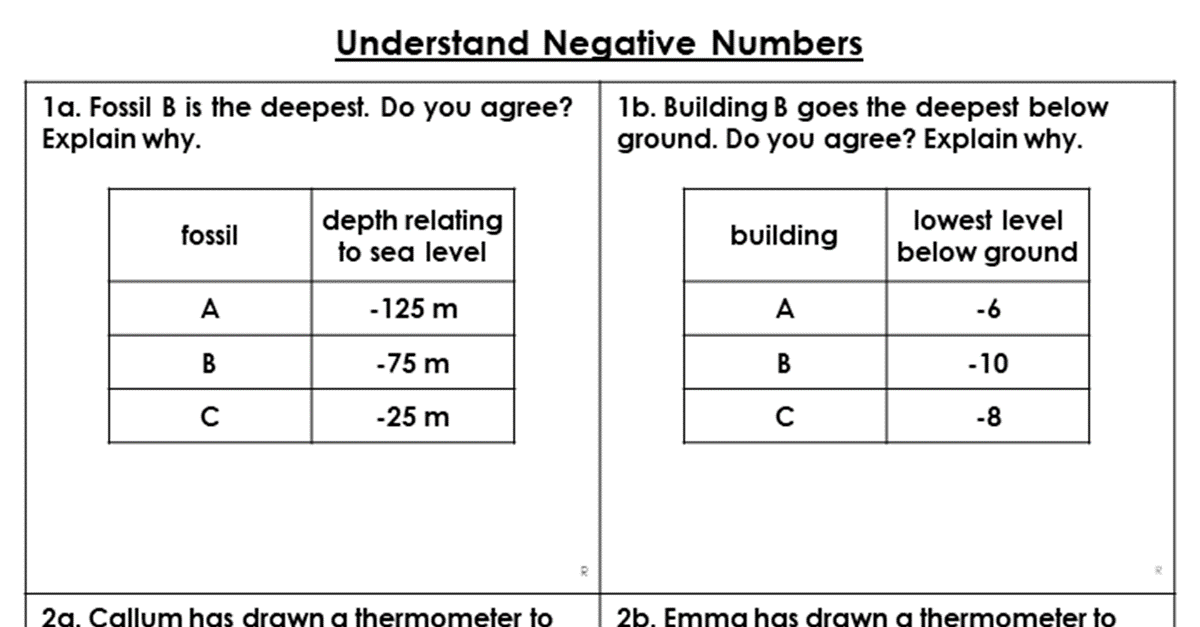reasoning and problem solving negative numbers