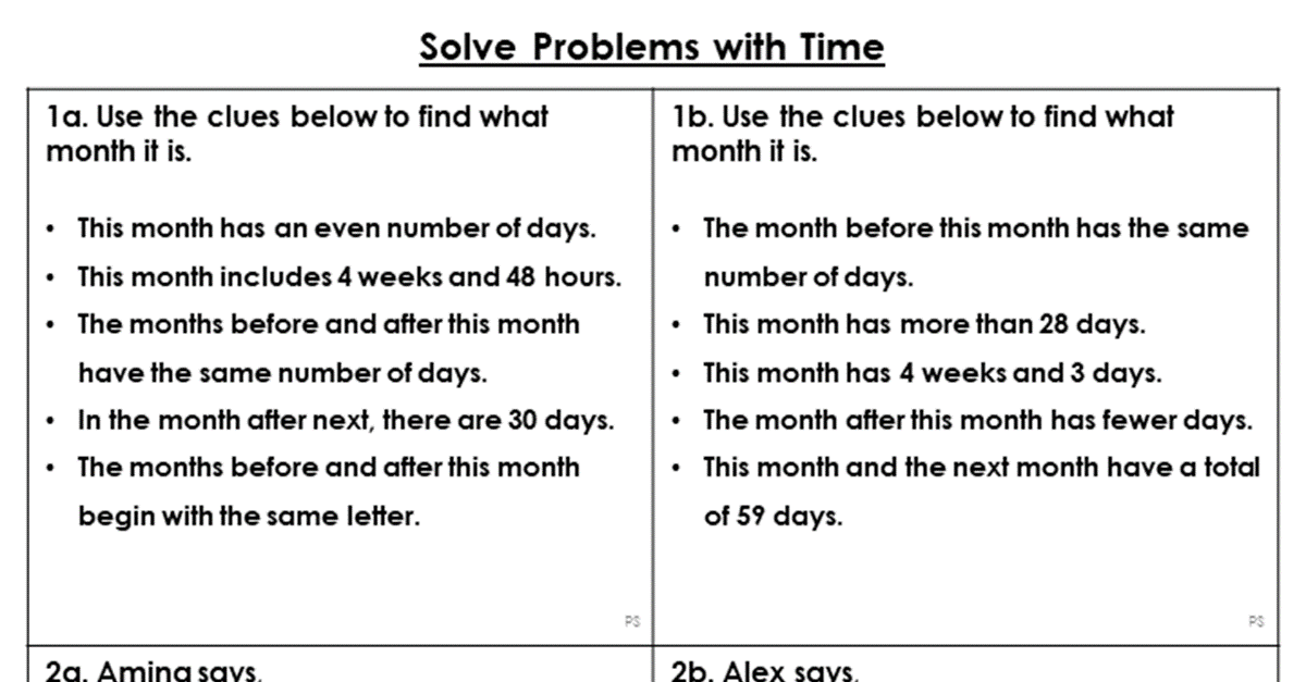 reasoning and problem solving time year 2