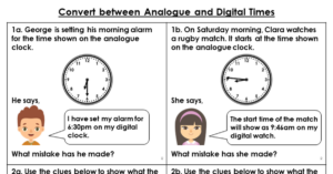 Convert between Analogue and Digital Times - Reasoning and Problem Solving