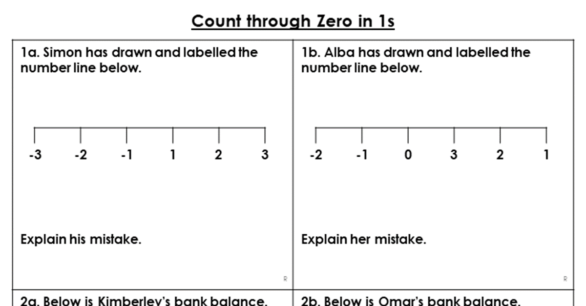 Count through Zero in 1s - Reasoning and Problem Solving