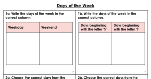 Days of the Week - Varied Fluency