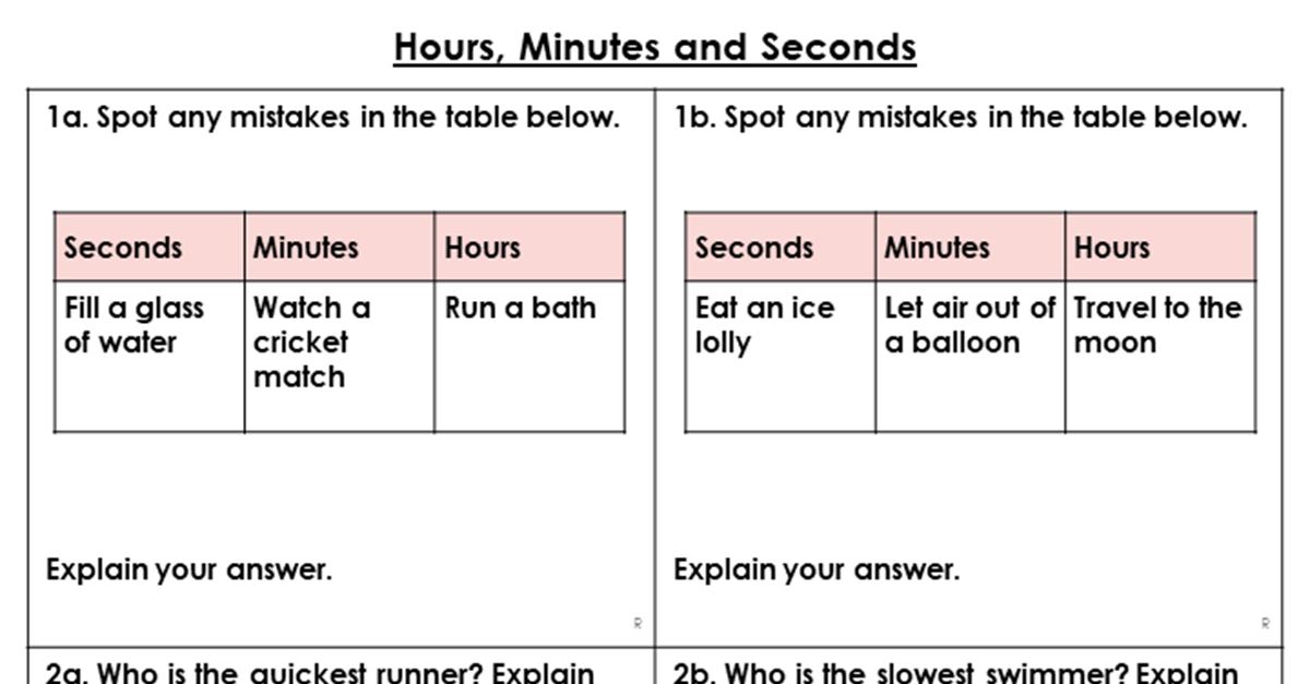 Hours, Minutes and Seconds - Varied Fluency