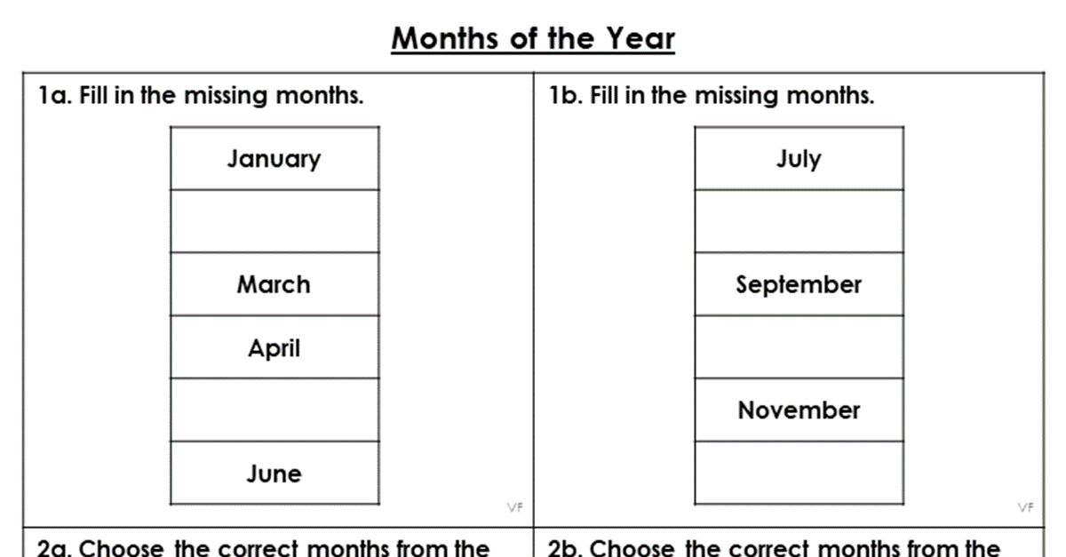 Months of the Year - Varied Fluency